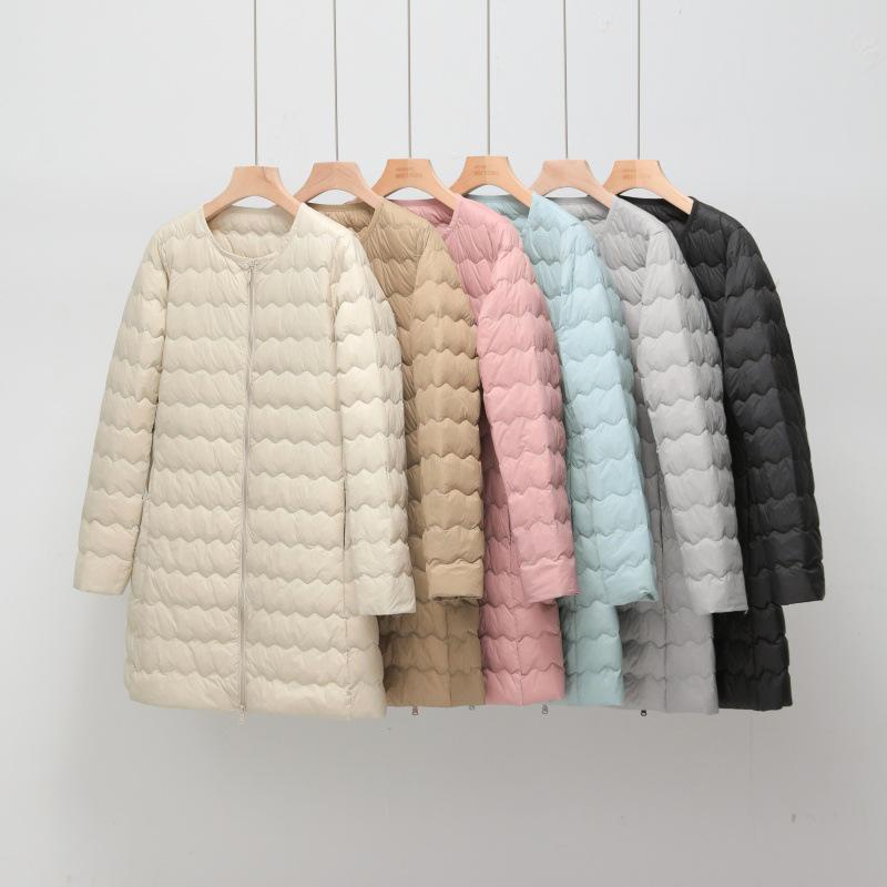 Korean Style Lightweight Collarless Down Jacket for Women