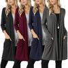 Dameslos Gebreide Vest Plus Size Lange Mouwen Trui Jas Effen Kleur