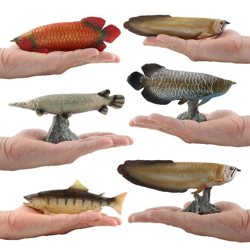 Solid Static Simulation Marine Animal Model Plastic Ornament Golden Arowana Silver Arowana Children'S Toy Figure