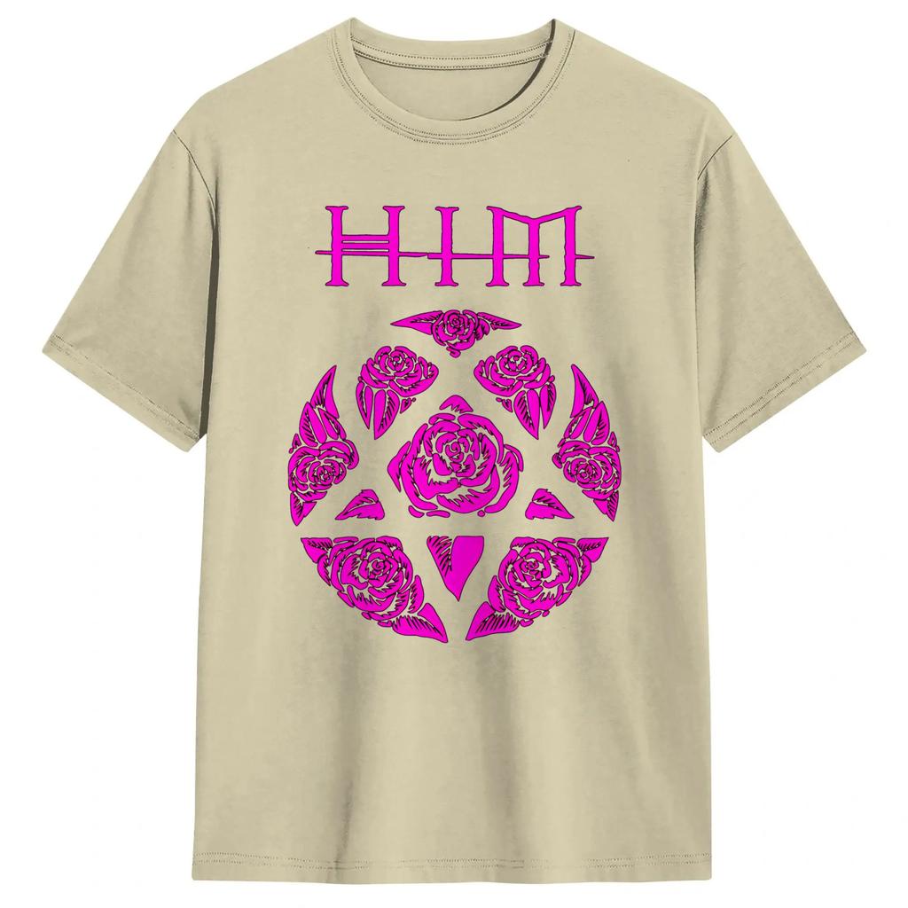 Unisexs TShirt Love Metal Band HIM Heartagram Vintage Cotton Tee Shirt Short Sleeve T Shirts Crewneck Clothing Plus Size