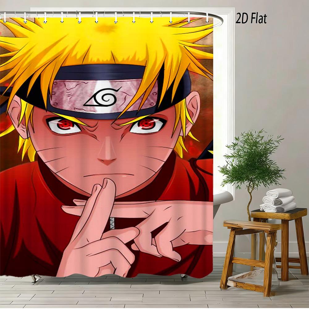 2D Flat Naruto Anime Minato Namikaze Rasengan Print Waterproof Shower Curtain For Bathroom Decor