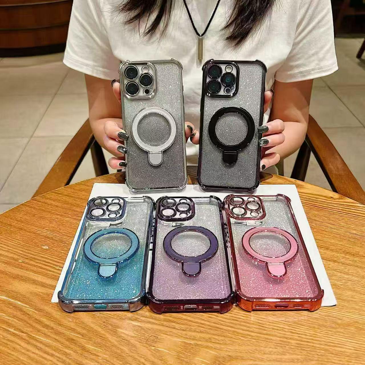 Honor X10 Full Coverage Magnetic Glitter Case with Anti-Drop Bracket Honor 9X