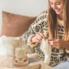 Rotating Wooden Yarn Rack Detachable Yarn Distributor With Bearings Anti-Slip Base Stand Dispenser For Crocheting Knitting