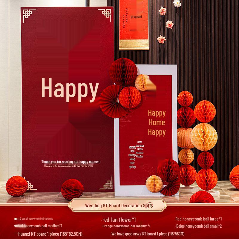 Three-Dimensional Double Happiness Wall Ornament for Wedding Room Decoration Sets