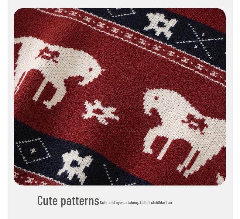 DUUDUU 2025 Kids' Winter Knit Cardigan - Thick & Cozy Red Sweater