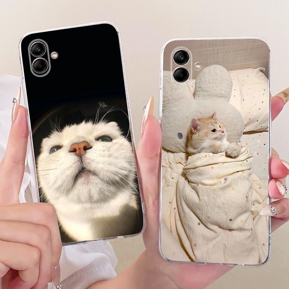 For Samsung Galaxy A04 A04e A042F A405F Cute Flower Butterfly Cat Painted Case For Samsung A04 04e Soft Silicone TPU Phone Cases