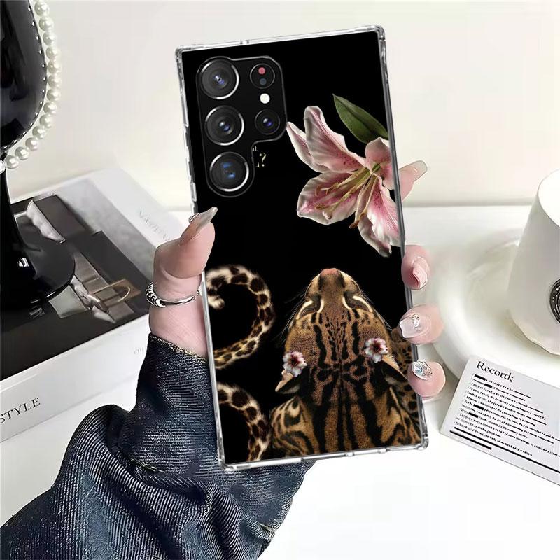 Pink Leopard Print Soft Phone Case For Samsung Galaxy S22 S23 S24 S25 Edge S26 Ultra S20 FE S21 Plus + Fundas Coque Galaxy S20 S