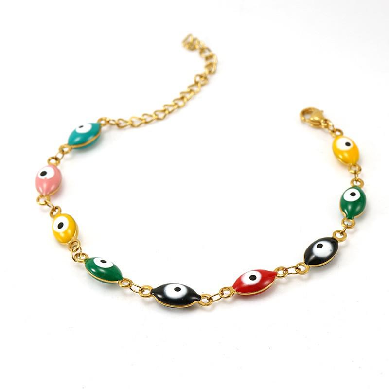 18K Stainless Steel Evil Eye Spliced Women's Bracelet - European & American Style