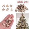 100Pcs Natural Wooden Christmas Ornaments DIY Wood Chips Xmas Tree Hanging Pendants Home Holiday Craft Gift Decoration Supplies