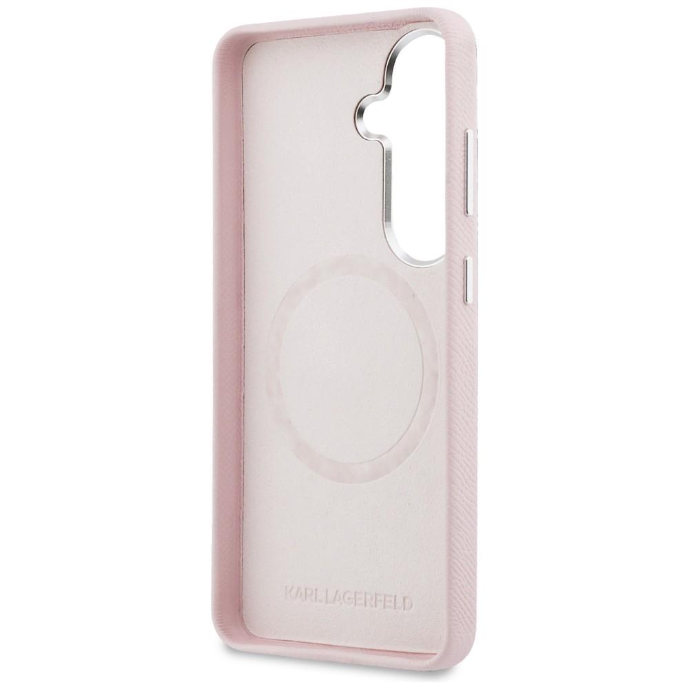 Karl Lagerfeld Saffiano KC Metal Logo MagSafe Case for Samsung Galaxy S26+ Pink