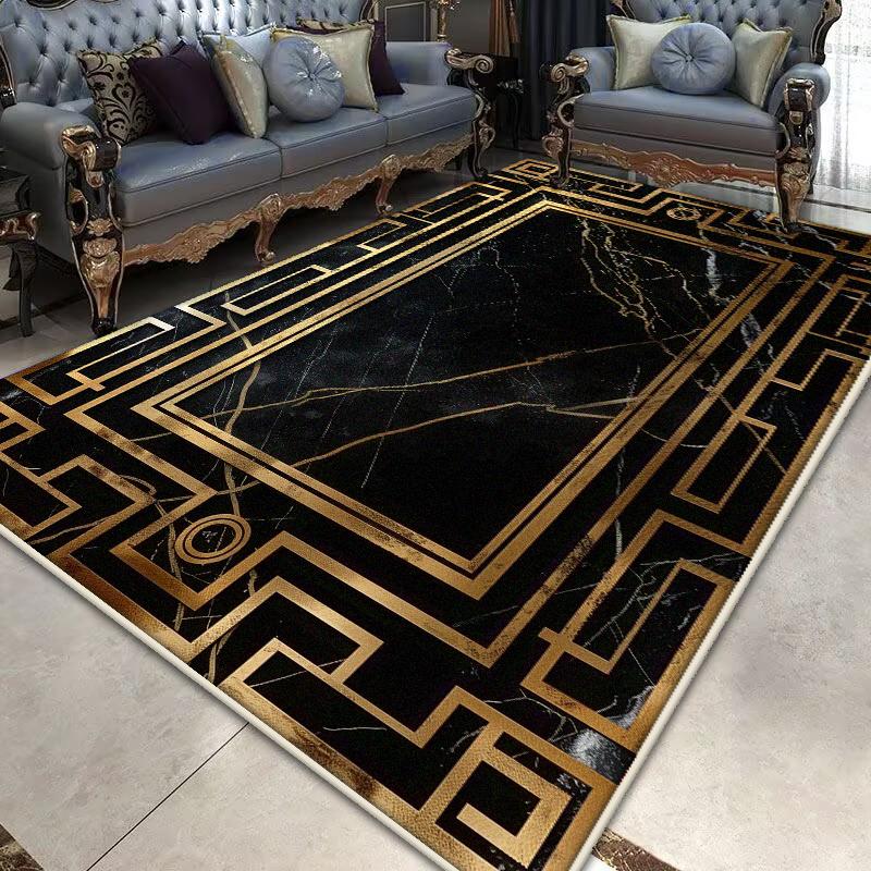 Light Luxury Black Gold Carpets for Living Room Non-slip kitchen floor carpet Modern Large Area Rugs Lounge Rug Washable Mat