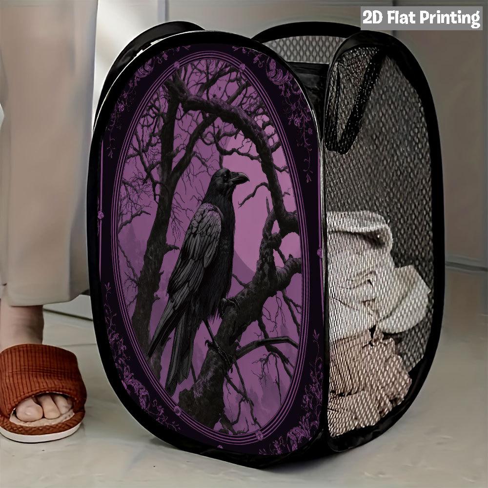 1Pcs Halloween Series 4 Pop-Up Laundry Hamper Expandable Mesh Hamper Basket for Room Bedroom Bathroom Organization Contemporary Storage