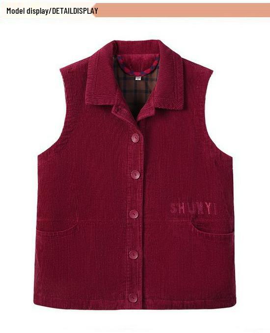 2026 Spring/Autumn Corduroy Vest for Middle-aged/Elderly Women: Fashionable Short Jacket