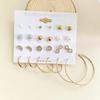 Rhinestone and Pearl Geometric Stainless Steel Earrings Set
