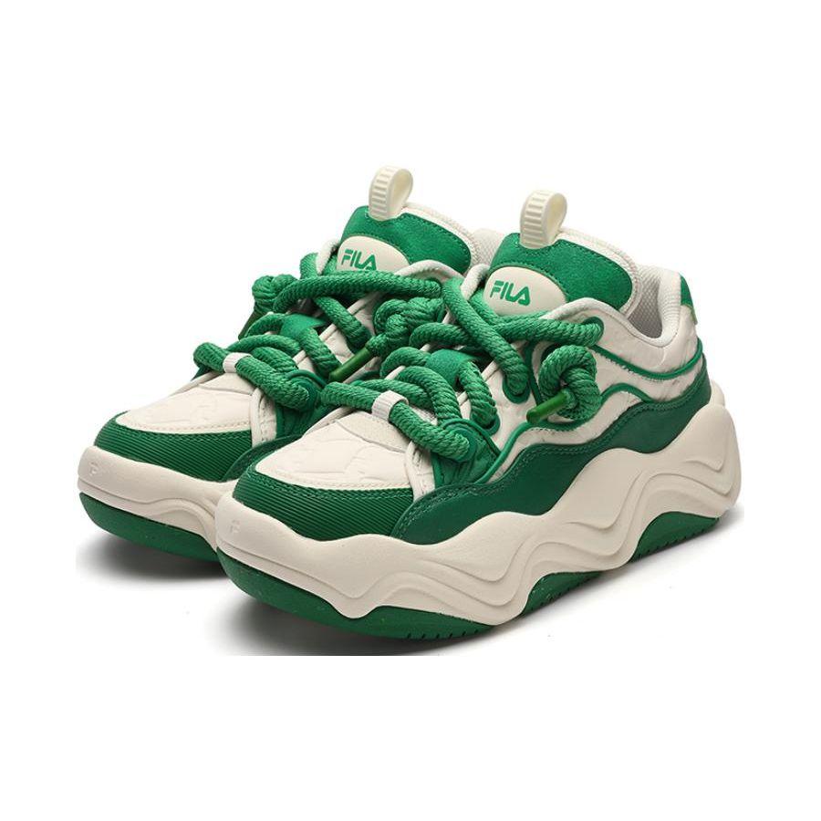 FILA Brook Synthetic Leather Round Toe Lace-Up Low-Top Sneakers Women sneakers Green F12W341202FWF