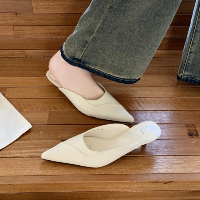 Fashion Bailamos 2025 Brand New Women Mules Shoes Fashion Pointed Toe Shallow Slip On Slipper Shoes Thin Low Heel Dress Sandals