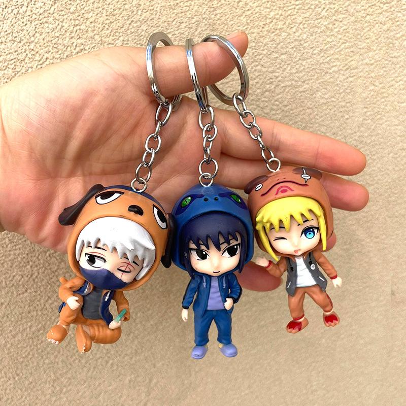 6pcs/set Naruto Anime Cartoon Figure Sasuke Kakashi Gaara Itachi Uchiha Keychain Backpack Decoration Pendant Present