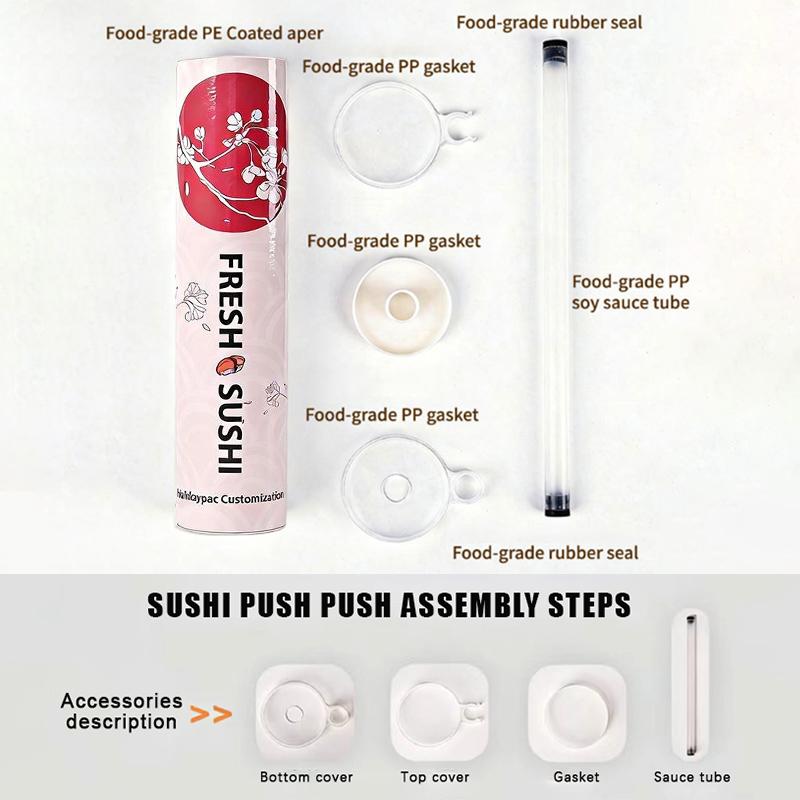 Food Safe Sushi Push Paper Tube With Adorable Japanese Prints And Easy Operation Perfect For Home Kitchen Sushi Making Lovers