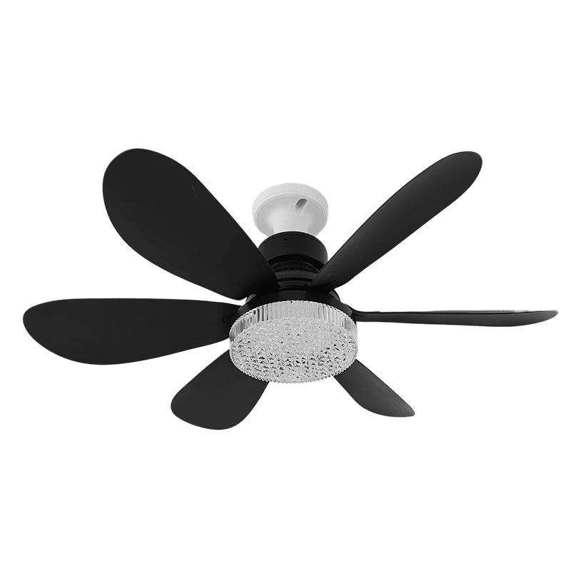 E27 Crystal Ceiling Fan Light with Remote Control - LED Six-Blade for Bedrooms
