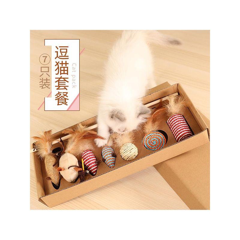 

Товары для питомцев Дразнилка для кошек Кошачья игрушка Деревянная ручка Пеньковая веревка Набор из 7 предметов Палочка для игры с кошкой Новинка Кошачья игрушка Default Specifications