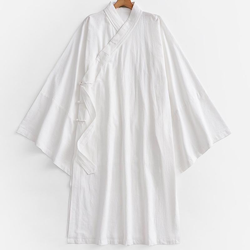 Oversize Men Linen Cardigan Japanese Style Long Bathrobe Yukata Haori Harajuku Samurai Costume Streetwear