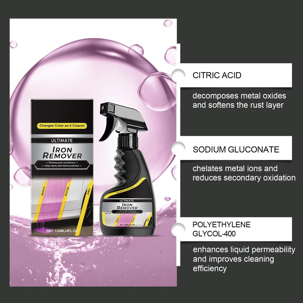 Rust Remover Spray Multi-Purpose Paint Rust Inhibitor Derusting Spray Car Rust Removal for Wheel HubChrome Paint care tool