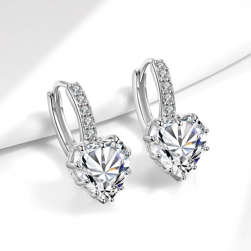 Sweet Heart Shaped Zircon Ear Cuffs Multi Fashionable Stud Earrings Delicate Daily Jewelry For Girls