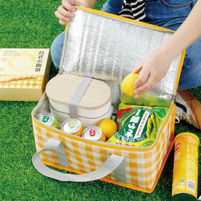 Kareli dış mekan saklama çantası, su geçirmez piknik çantası, buz torbası, taşınabilir çanta, büyük öğle yemeği kutusu yalıtım çantası, mavi katlanabilir
