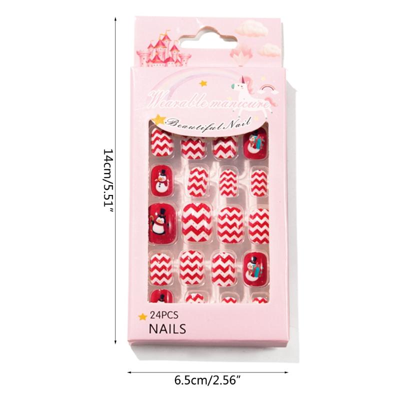 Nails Full Cover Tips Christmas Press On Nails Short Child/Adult Fake Nails Press Self-adhesive Nail Tips Cute Kids