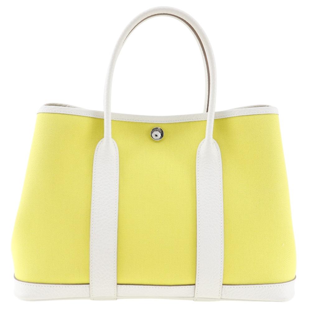 

HERMES Garden party TPM Handbag lime/cre Towar Officier/Country Women Used
