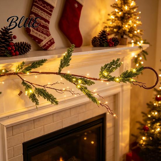 Flexible Rattan for Fireplace Christmas Artificial Pine Garland, Real Touch Norfolk Faux Greenery Winter Festive Atmosphere Light Cypress Garland