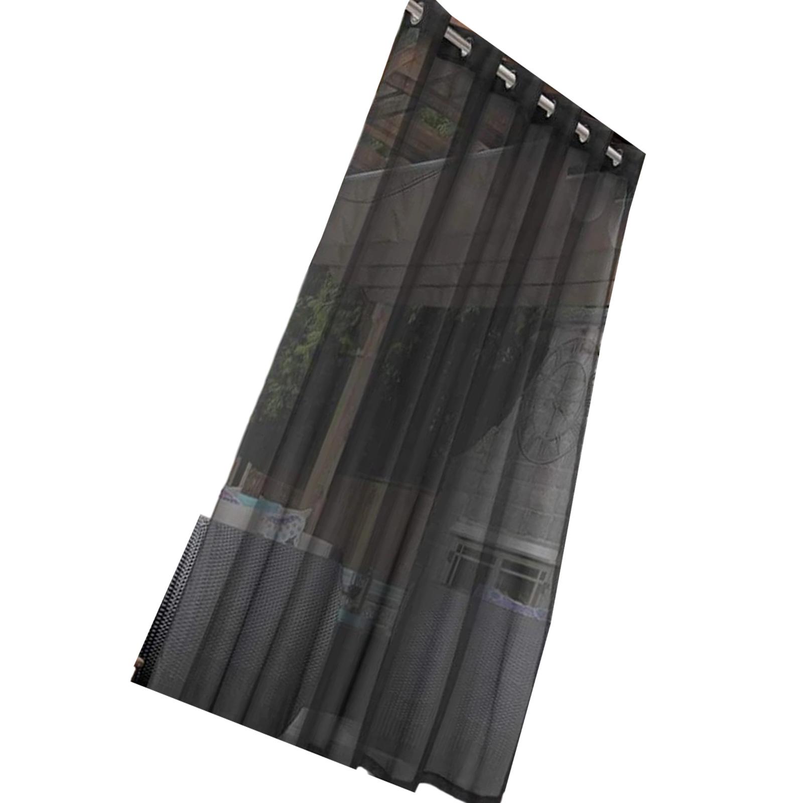 Всепогодные уличные шторы Прозрачный дизайн на люверсах Водонепроницаемая вуаль для патио беседки L чёрный