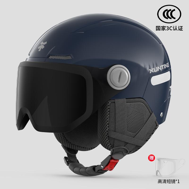 

Сертификация 3C Большой шлем для электромобиля Мужской шлем Универсальный на четыре сезона Аккумулятор Мотоцикл Большой размер Половина шлема темно-синий