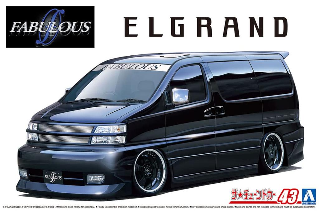 Aoshima Bunka Kyozai Scale The Tuned Car Series 43 Nissan Fabless APE50 Elgrand 2000 Plastic Model Kit 1/24 No. (Molded Color)