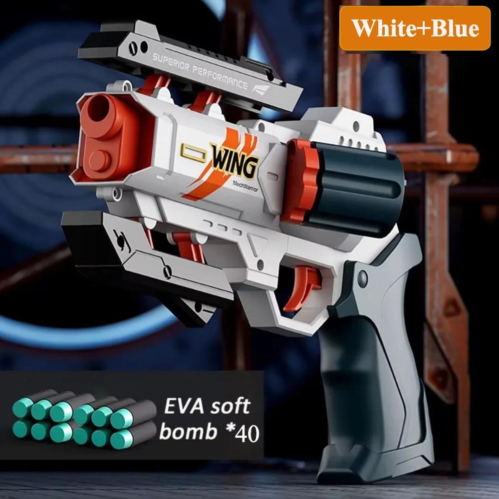 

Kids Safe Shooting Revolver Plaything Gun With Eva Plush Bullets Manual Loading Outdoor Cs Game Model Plaything Great Present For Children