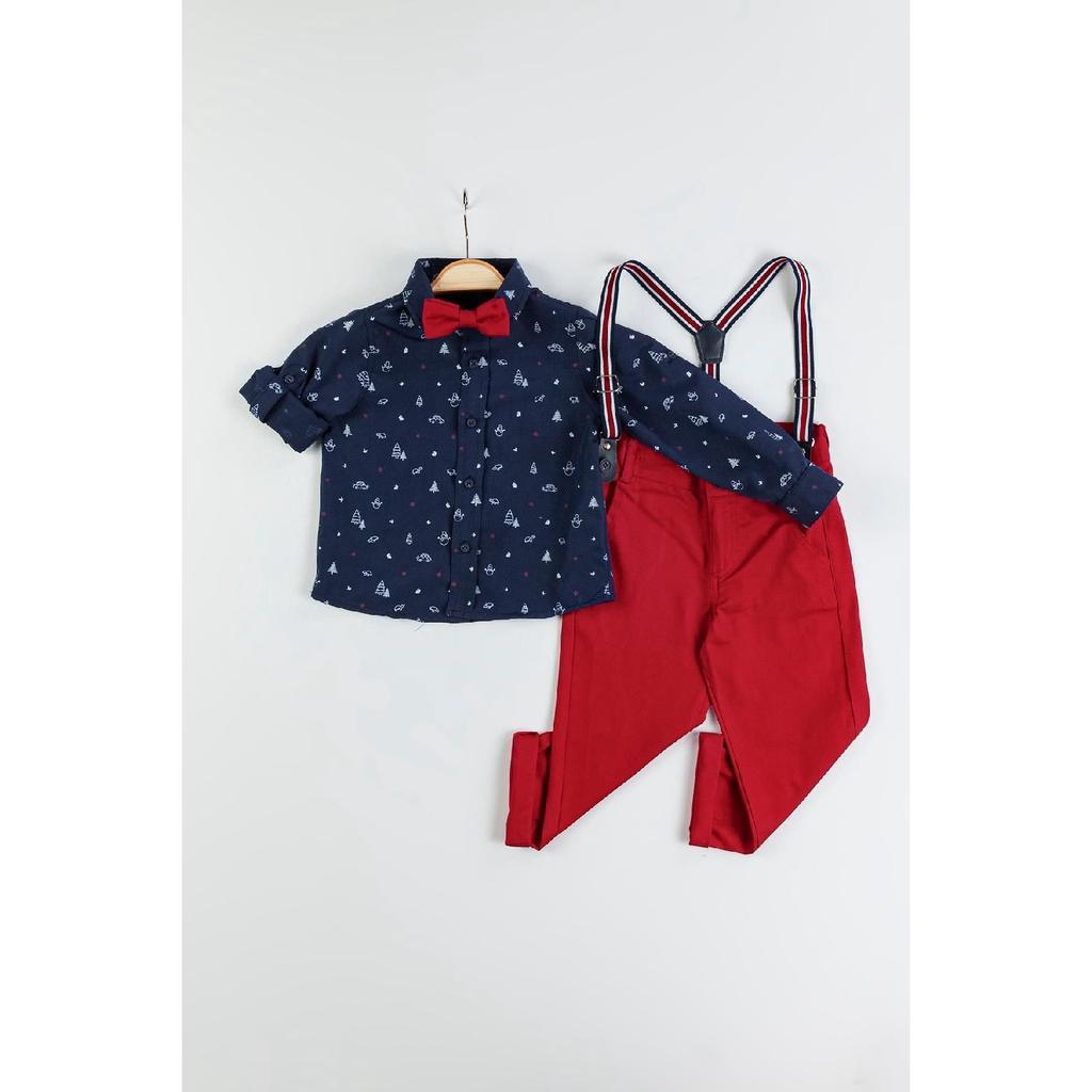 New Year's Concept Boy's Suit With Salopet And Shirt