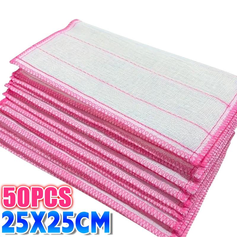 1-50pcs Anti-Oil Kitchen Towels Cotton Dishcloth Super Absorbent Non-stick Oil Reusable Cleaning Cloth Kitchen Daily Dish Towels