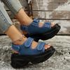 New Fashionable Plate-soled Velcro Large-sized Thick-soled Sandals