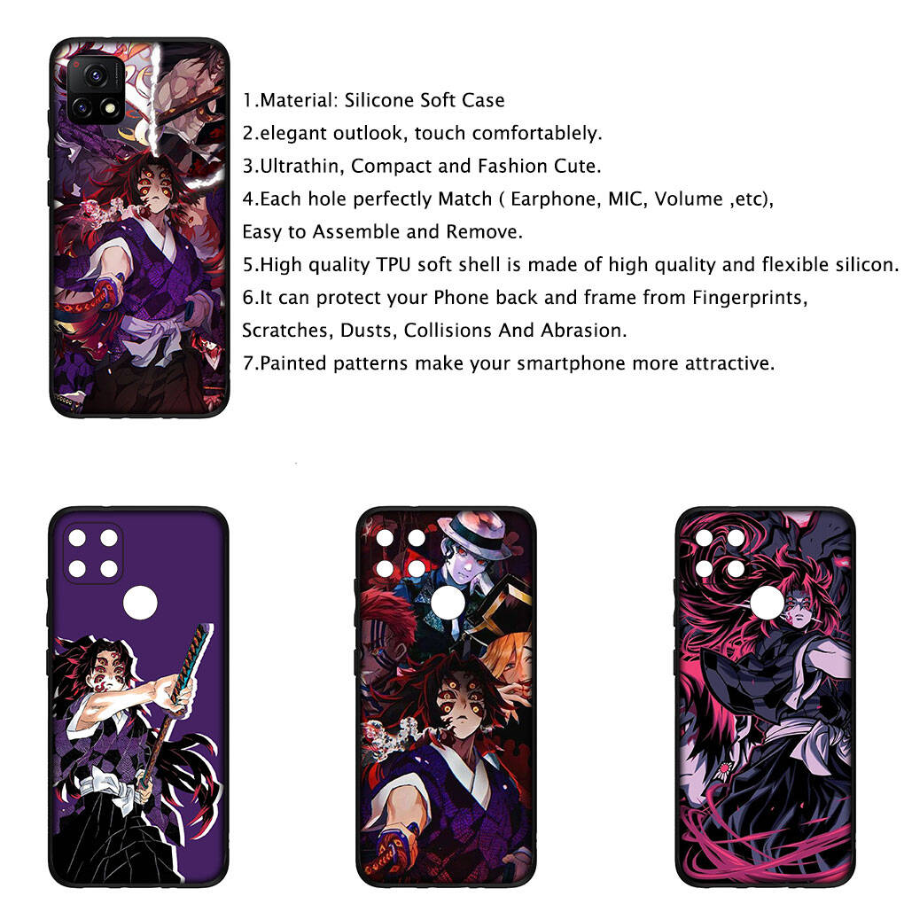 Cover for iPhone 17 16 15 Xiaomi Poco Redmi Note 14 13 12 11 Pro 16e Samsung Galaxy S25 S24 S23 OPPO Huawei Cartoon Demon Slayer Kokushibo Phone Case