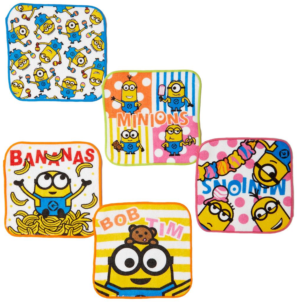 Marushin Mini Set of Minion Party School for Boys and 4805043400 Towels, 5, Days, Minion, Preschool/Kindergarten/Elementary Supplies, 15x15cm, Girls,