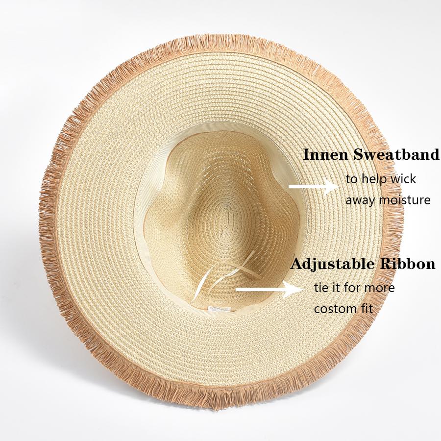 Summer Panama Straw Hat for Women Soft Shaped Beach Sun Hat Outdoor UV Protection Travel Hat