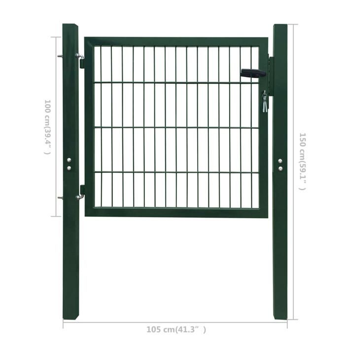 VidaXL Portillon 105x150 cm Acier Vert Portail Porte de Clôture de Jardin 142028