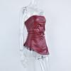 Womens Sexy Sleeveless Fitted PU Leather Corset Top Streetwear Party Clubwear