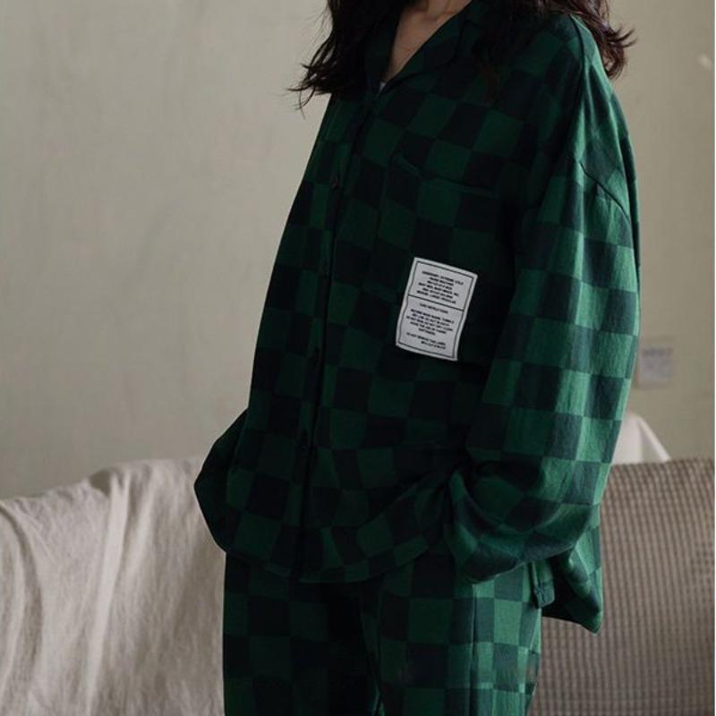 

Женский пижамный комплект с длинным рукавом на весну и осень, новый пижамный комплект для подростков, тонкая повседневная свободная домашняя одежда 2XL