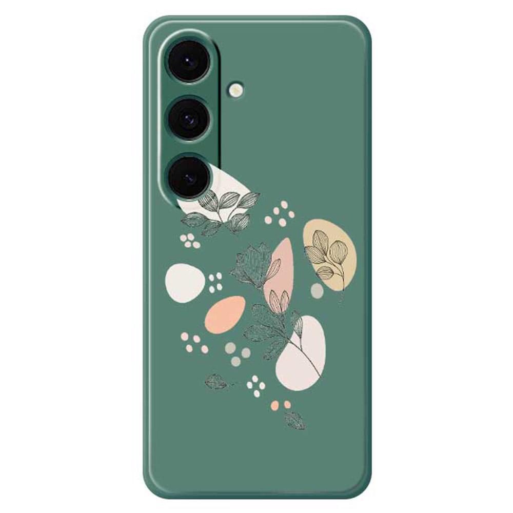 For Samsung Galaxy S25+ Case Sketch Leaves Pattern Printing Straight Edge TPU Phone Back Cover