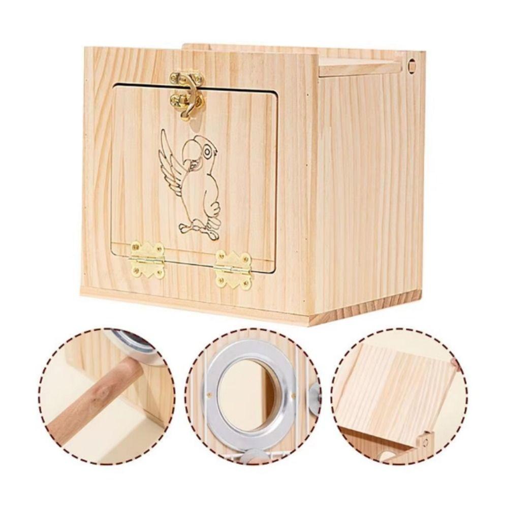 Wall Mount Parrot Breeding Box Wooden Parrot Shelter Stand Parrot Wood House  for Bird Cage