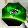 Borussia Monchengladbach logo Print Automatic Umbrella, 8 Rib Iron Frame, Plastic Handle, Suitable for Outdoor Travel &Daily , Ideal Gift