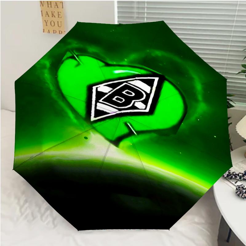 Borussia Monchengladbach logo Print Automatic Umbrella, 8 Rib Iron Frame, Plastic Handle, Suitable for Outdoor Travel &Daily , Ideal Gift