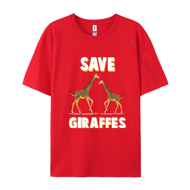 Save The Giraffes Safari Conservation TShirt Custom Funny Men Tops Tees Custom Cotton Black Graphic T Shirts