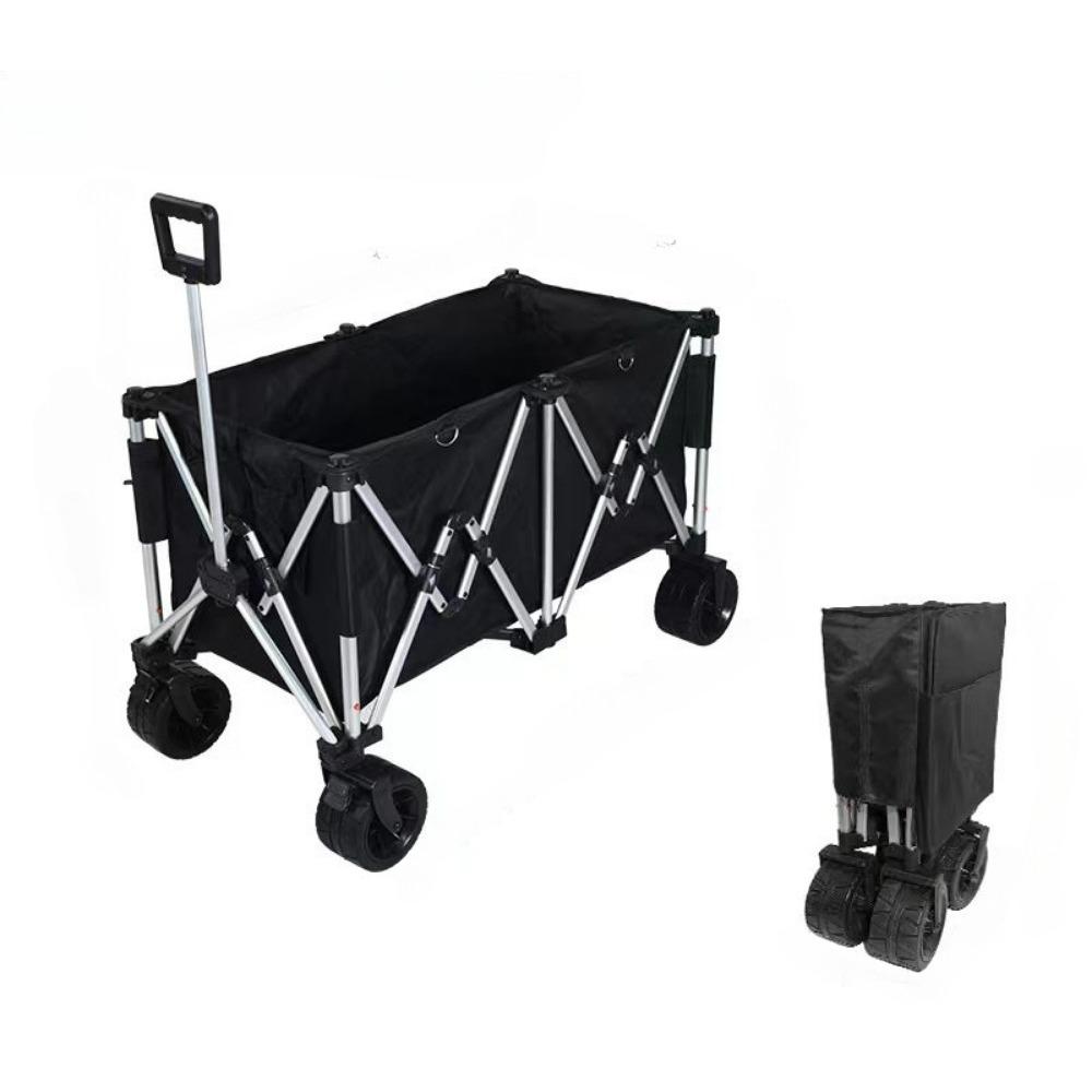 Тележка для кемпинга из алюминиевого сплава, складная уличная тележка, тележка для кемпинга, прицеп для кемпинга, тележка для пикника, тележка для торговли 150L чёрный